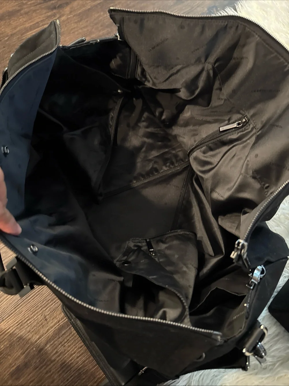 Hook & Albert Garment Bag Duffle Black Canvas Weekender Black